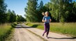 © helga - Active Woman Jogging on a Countryside Path