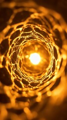 Abstract Glowing Tunnel Intense Perspective in Orange Light