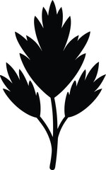 Wall Mural - black and white rose silhouette vector with floral plant leaf design element