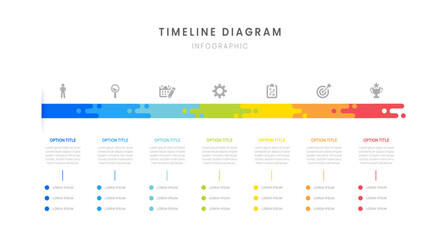 Wall Mural - business roadmap timeline infographic with 7 milestones elements, diagram, and icon, vector.
