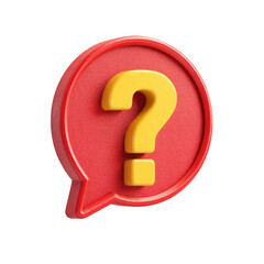 Wall Mural - question mark in red speech bubble on transparent background