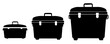 © JollyRita - Three coolers in varying sizes are arranged against a bright background, representing storage and transport options, silhouette