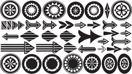 Yellow glossy web icon set with gear, wheel, and circle elements
