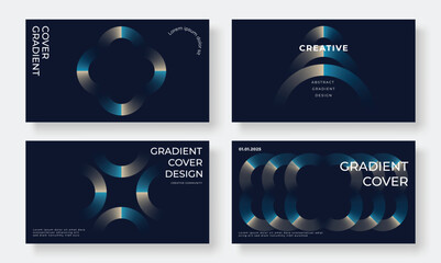 Canvas Print - abstract vibrant gradient cover template. set of modern poster with colorful, circle, geometric shap