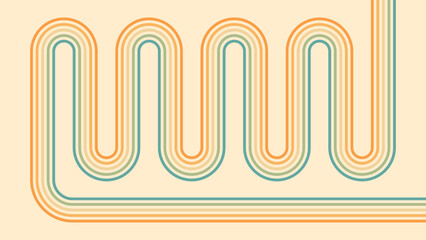 Wall Mural - abstract background of rainbow groovy wavy line design in 1970s hippie retro style. vector pattern r
