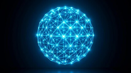 Wall Mural - a blue sphere with many lights on it. the sphere is lit up and he is glowing