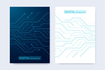Wall Mural - abstract digital technology cover template design for a report and brochure, flyer, leaflets, poster