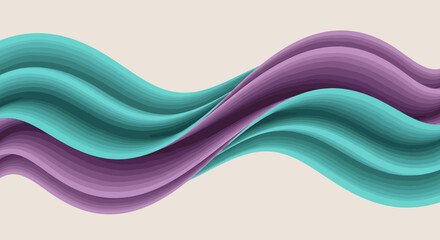 Wall Mural - Abstract Wavy Fluid Flow in Teal and Purple