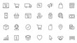 © Vintage Studio - E-commerce icon set in editable outline stroke. Includes online shopping, cart, delivery, payment, discount, marketing, sale, basket, store, website, transaction, cyberspace, business