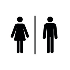 Wall Mural - male and female public restroom sign, woman and man silhouette, simple vector symbol