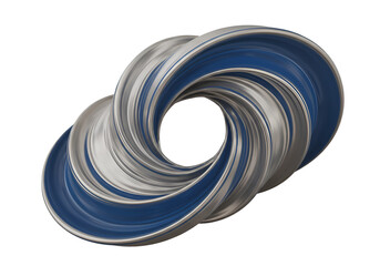 Abstract 3D Render of Geometric Blue and Silver Twisted Knot Illustration