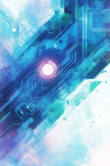 Wall Mural - futuristic digital data system with glowing circuits and advanced cyber technology visualization