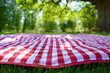 © MdAtikurRahman - A Red Gingham Picnic Blanket Awaits in the Sunny Park
