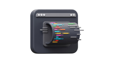 Isolated 3D Render Coding Programming Browser Software Development