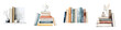 © R Studio - Watercolor Book Stacks and Vase Set on White Background