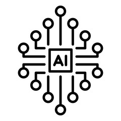Wall Mural - ai processor icon. artificial intelligence / ai icon. vector icon with editable stroke. isolated on 