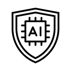 Wall Mural - ai security icon. ai chip & protection shield icon. vector icon with editable stroke. isolated on tr