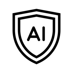 Wall Mural - ai security icon. ai protection shield icon. vector icon with editable stroke. isolated on transpare