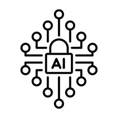Wall Mural - ai data protection icon. cybersecurity icon. vector icon with editable stroke. isolated on transpare
