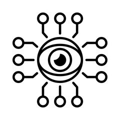 Wall Mural - visual recognition icon. ai vision icon. vector icon with editable stroke. isolated on transparent b
