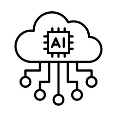 Wall Mural - cloud ai icon. cloud computing icon. vector icon with editable stroke. isolated on transparent backg