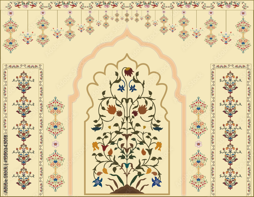Rajasthani Jharokha Arches Wallpaper Mural for Home Decor, Luxury ...