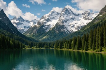 Wall Mural - the breathtaking landscape featuring majestic mountains and pristine nature scenes