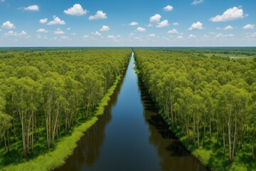 Wall Mural - aerial perspective of the tan lap melaleuca woodland