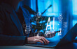 © Sandwish - AI Virtual Assistant Technology and Automation Concept. Person working on laptop with AI assistant icons, machine learning, AI agent, automation, digital transformation, and smart support. agentic AI,