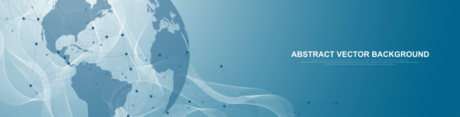 Wall Mural - global network connection concept. big data visualization. social network communication in the globa