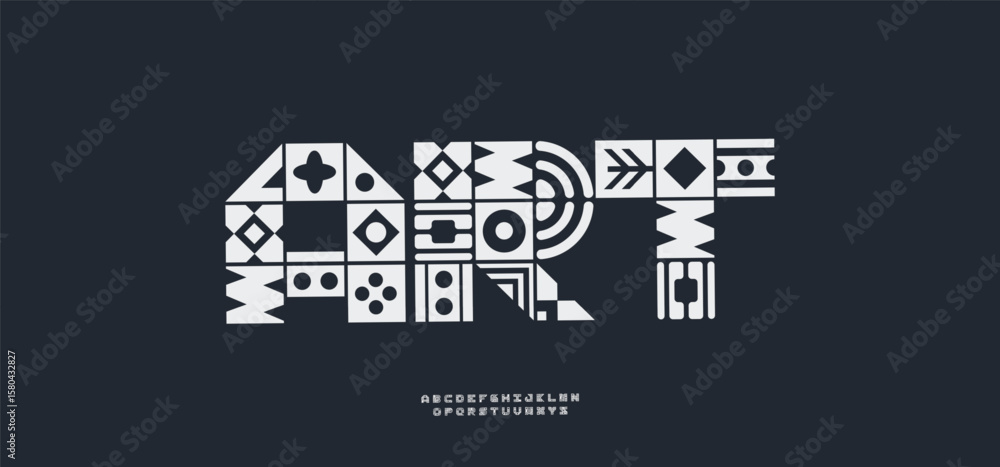 Native Design Lettering Tribal ethnic decorative font, folk pattern blocks letters. African ...