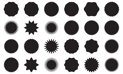 Star round sticker tag icon .  Circle starburst label shape for promo, sale, price offer badge sticker design. Pictograms and infographics for mobile apps. 