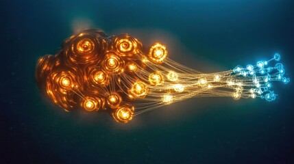 Wall Mural - abstract digital cluster with glowing connections