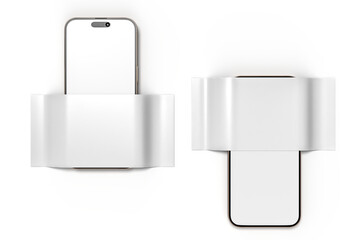 Wall Mural - 3d smartphone and social media 2 items carousel feed post mockup isolated on background. social fram