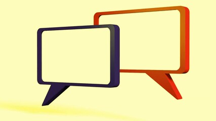 Wall Mural - Two 3D speech bubbles communication dialogue conversation chat message blank text empty space box internet online digital technology modern design graphic