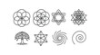 © Hubba Bubba - Sacred geometry line icon set. mystical, spiritual symbols in outline collection