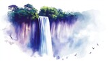 Angel Falls. Angel Falls hand drawn watercolor illustration