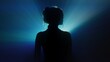© kinomaster - Silhouette of woman with radiating blue light beams