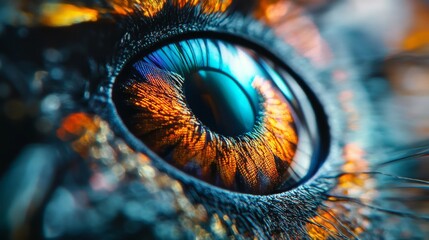 Wall Mural - a vivid close-up of a colorful eye showcasing intricate details. the reflection captures the beauty 