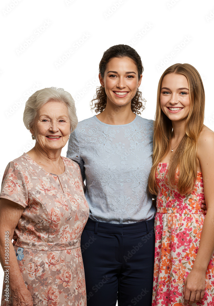 Transparent Portrait of Three Generations Woman Family Together Smiling ...