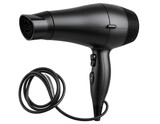 Modern Hair Dryer with Matte Black Finish – Side View Isolated on Transparent Background