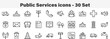 © mstmelon - Public Services icons 30 Set. Line Art Icon Collection. Editable Stroke. Vector Illustration