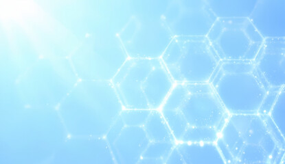 Abstract Hexagonal Pattern with Soft Blue Gradient Background