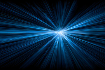 Wall Mural - flat design abstract radial light burst is creating vibrant blue and cyan warp-speed tunnel energy
