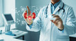© premium seller - Urology and Renal Health: Doctor Interacting with Futuristic Digital Display of Kidneys & Bladder for Advanced Medical Diagnosis & Treatment