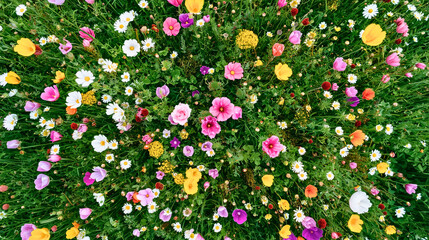 Wall Mural - Field of mixed wildflowers in bloom