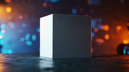Abstract 3D Cube with Dynamic Lighting Effects for Modern Presentation Backdrop