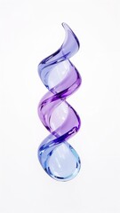 Wall Mural - gradient lavender aqua glass swirl fluid 3d abstract trendy helix shape on plain white background