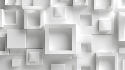 Wall Mural - white color technology concept geometric square background. square 3d modern abstract white backgrou