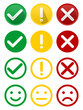 © Muhammad Nashieh - Checklist Tick Mark Warning Sign Cross Symbol and Emoji Expression Face Icons Set Vector Illustration in Circle Design Isolated on White Background Editable EPS File